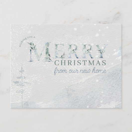 シンプル水の色のクリスマスの動きの発表 ポストカード (正面)