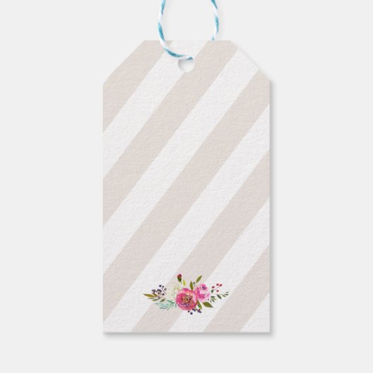 シンプル水の色のブーケ「愛と感謝してい」結婚s ギフトタグ (裏面)