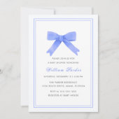 シンプル水の色の弓ベビーシャワー 招待状 (正面)