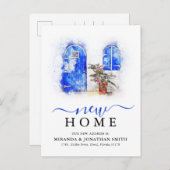 シンプル水の色の新しいアドレスの移動 案内ポストカード (正面/裏面)