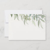 シンプル水の色の緑葉のパーソナライズされた ノートカード (裏面)