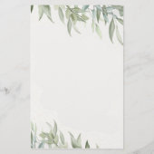 シンプル水の色の緑葉のパーソナライズされた 便箋 (裏面)