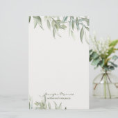 シンプル水の色の緑葉のパーソナライズされた 便箋 (スタンド正面)