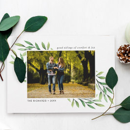 シンプル水の色の葉モダン写真 シーズンカード