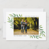 シンプル水の色の葉モダン写真 シーズンカード (正面)