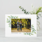 シンプル水の色の葉モダン写真 シーズンカード (スタンド正面)