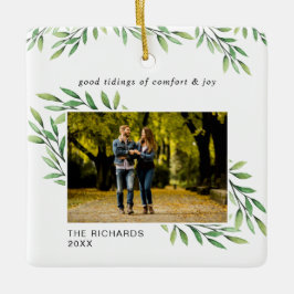 シンプル水の色の葉モダン写真 セラミックオーナメント