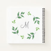 シンプル水の色の葉リース ノートブック (裏面)