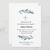 シンプル水の色オリーブ枝バプテスマ 招待状 (正面/裏面)