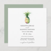 シンプル水の色パイナップル結婚式の招待 招待状 (正面/裏面)