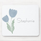 シンプル水の色フローラあなたの名前タイポグラフィ マウスパッド (正面)