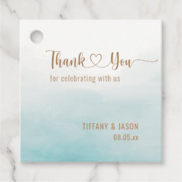 シンプル水の色ミニマル結婚リスト フェイバータグ