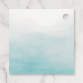 シンプル水の色ミニマル結婚リスト フェイバータグ (裏面)