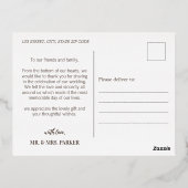 シンプル水の色ワイルドフラワー結婚ズサンキュー 箔招待状ポストカード (裏面)