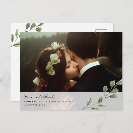 シンプル水の色離れ | 結婚の写真 ポストカード (正面/裏面)