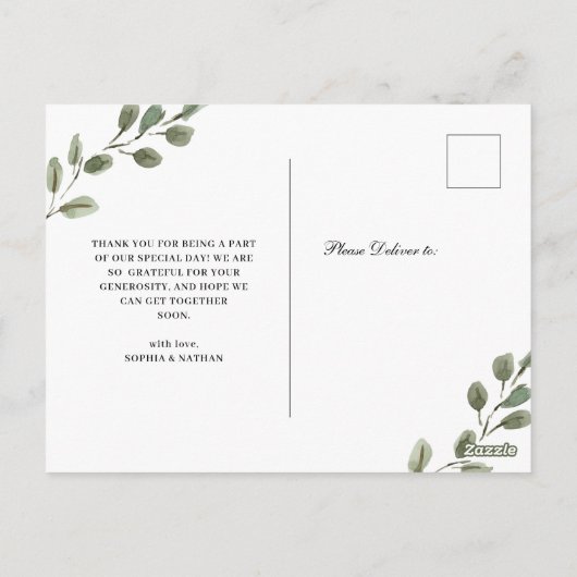 シンプル水の色離れ | 結婚の写真 ポストカード (裏面)