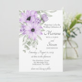 シンプル水エレガント色パープルフローラ招待状 招待状 (スタンド正面)