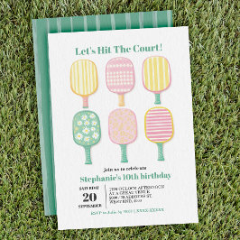 シンプル水エレガント色ピックボール誕生日 招待状