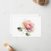 シンプル水エレガント色フローラフラット ノートカード (正面/裏面インサイチュ)