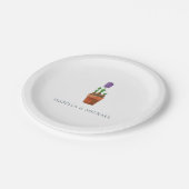 シンプル水エレガント色フローラ結婚ズ ペーパープレート (アングル)