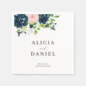 シンプル水エレガント色フローラ結婚s スタンダードカクテルナプキン (正面)