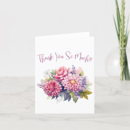 シンプル水エレガント色フローラ サンキューカード