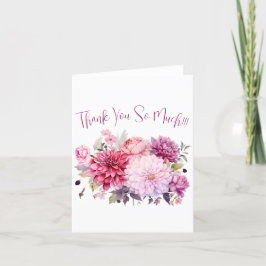 シンプル水エレガント色フローラ サンキューカード