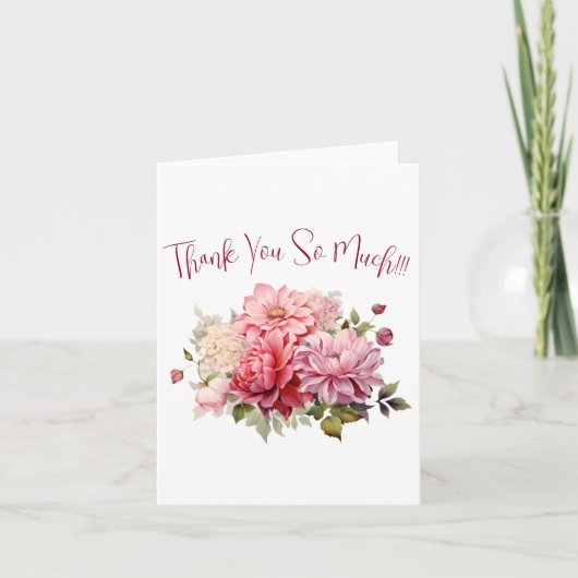 シンプル水エレガント色フローラ サンキューカード (正面)