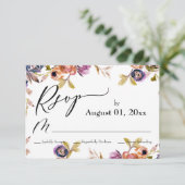 シンプル水エレガント色Bohoフローラ 出欠カード (スタンド正面)