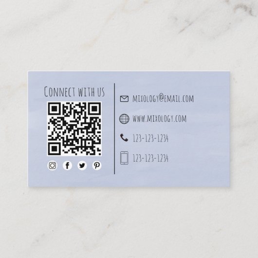 シンプル水カラーカクテルドリンクお洒落おもしろいI 名刺 (裏面)