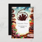 シンプル水カラーチョコレート誕生日 サンキューカード (正面/裏面)