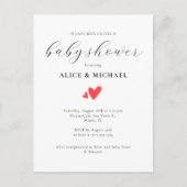 シンプル水カラーハートスクリエレガントプト赤ちゃんシャワー ポストカード (正面)