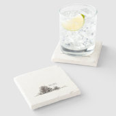 シンプル水カラーパインコーン恵み ストーンコースター (横)