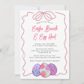 シンプル水カラーフローラ卵ボウイースターブランチ 招待状 (正面)