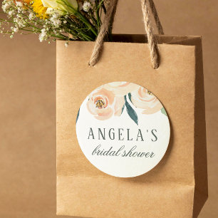 シンプル水カラーフローラ名とブライダルシャワー ラウンドシール