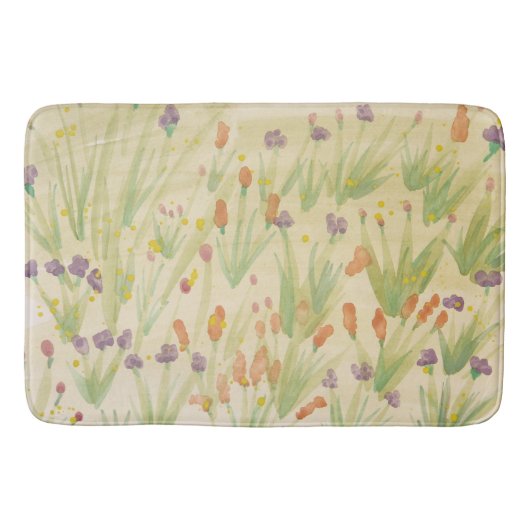 シンプル水カラーフローラ バスマット (正面)