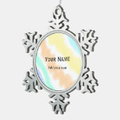 シンプル水ミニマル色ピンク黄色の名前 スノーフレークピューターオーナメント (右)