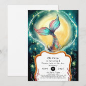 シンプル水中マーメイド誕生日 招待状 (正面/裏面)