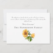 シンプル水彩ひまわり葬式 サンキューカード (裏面)