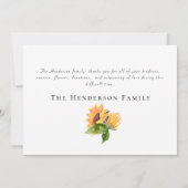 シンプル水彩ひまわり葬式 サンキューカード (裏面)