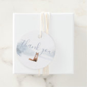 シンプル水彩キツネ冬の景色ありがとう フェイバータグ (インサイチュ)