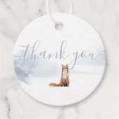 シンプル水彩キツネ冬の景色ありがとう フェイバータグ (正面)