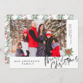 シンプル水彩スクリプトクリスマスミストルー写真 シーズンカード (正面/裏面)