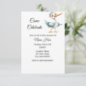 シンプル水彩ストークベイビーシャワー 招待状 (スタンド正面)