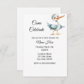 シンプル水彩ストークベイビーシャワー 招待状 (正面/裏面)