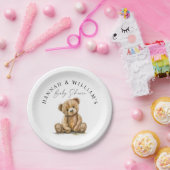 シンプル水彩テディベア赤ちゃん ペーパープレート (パーティー)