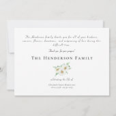 シンプル水彩デイジー葬式ありがとう サンキューカード (裏面)