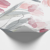 シンプル水彩ピンク春チューリップグリーン ラッピングペーパー (角)