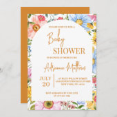 シンプル水彩フローラベビーシャワー招待状 招待状 (正面/裏面)