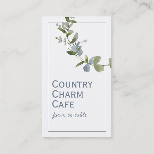 シンプル水彩ブルーフラワーブド 名刺 (正面)